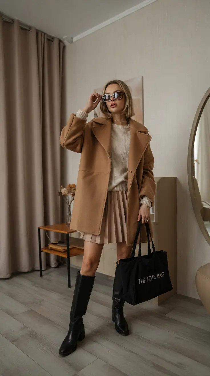 early winter outfits Preppy Neutrals with Playful Energy