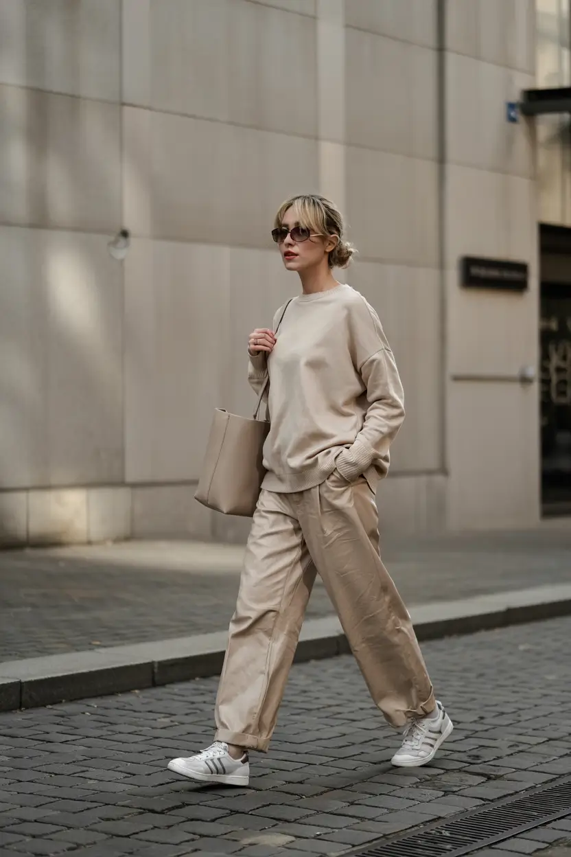 early winter outfits Minimalist Monochrome in Motion