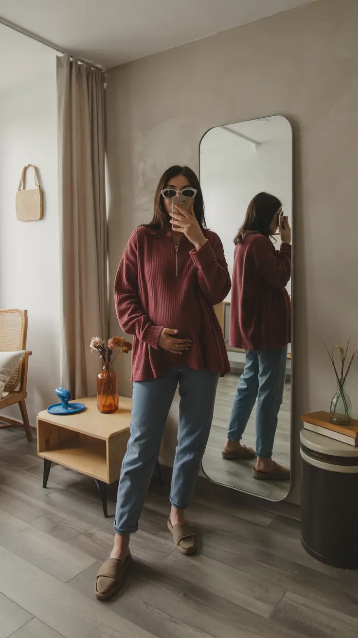 early winter outfits Everyday Comfort with a Touch of Color