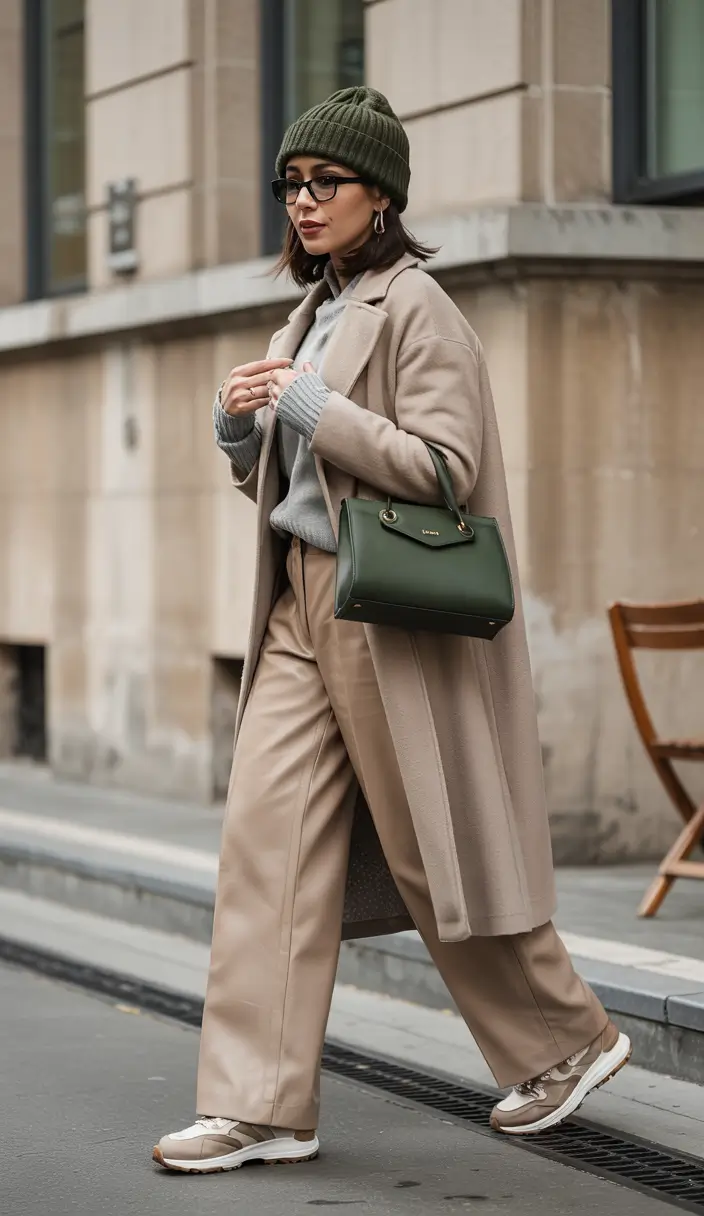 early winter outfits Urban Edge with a Hint of Green