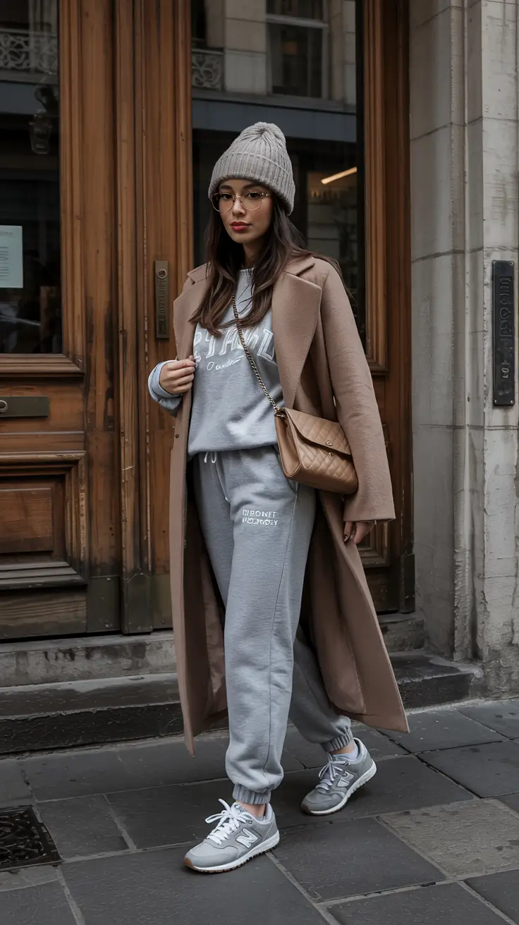 early winter outfits sporty chic neutrals