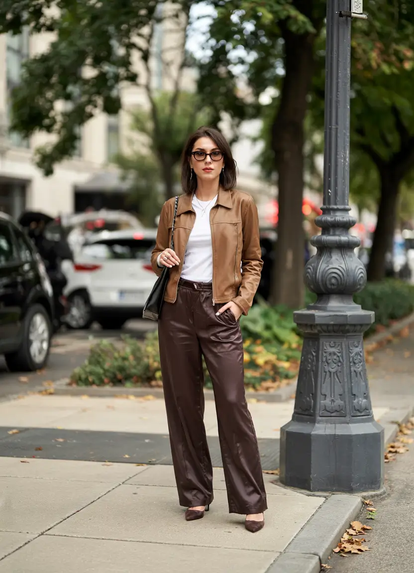 early winter outfits leather twist