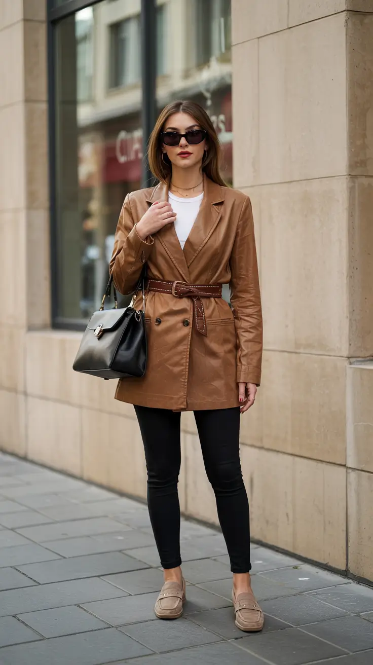 early winter outfits Streamlined Chic with Belted Outerwear