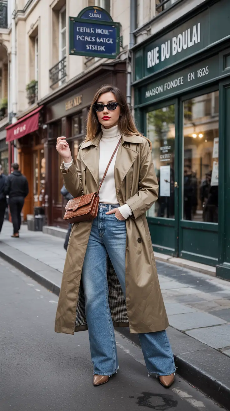 fall winter outfits 2025 Parisian Trench with Vintage Flair