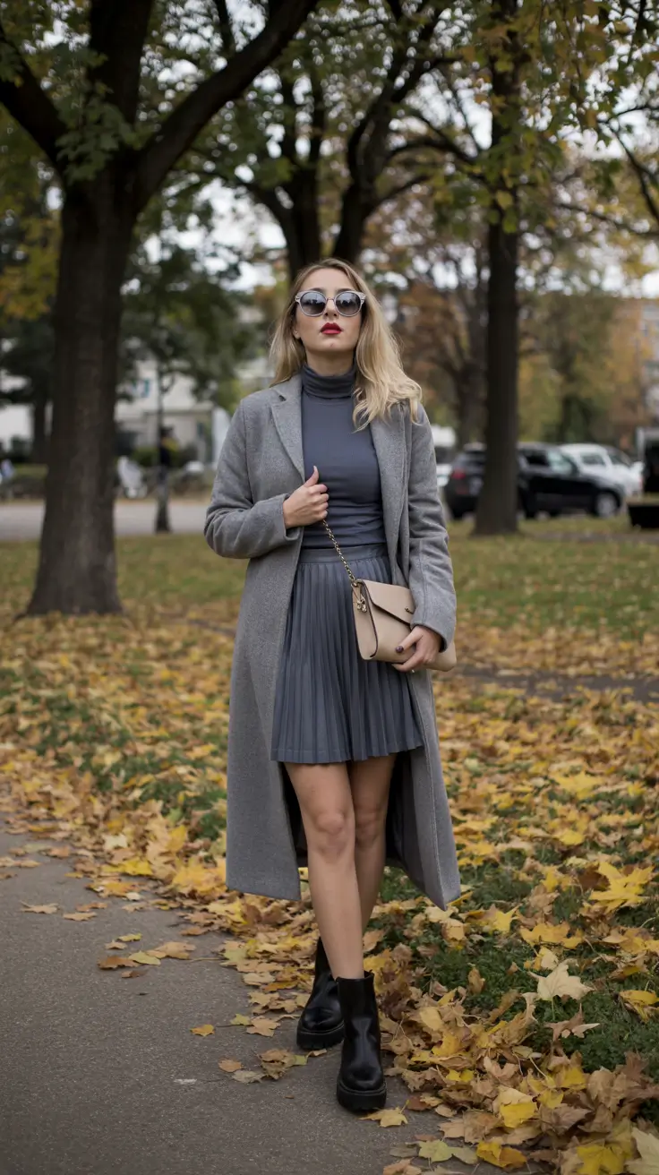 fall winter outfits 2025 Monochrome Power in Stormy Gray