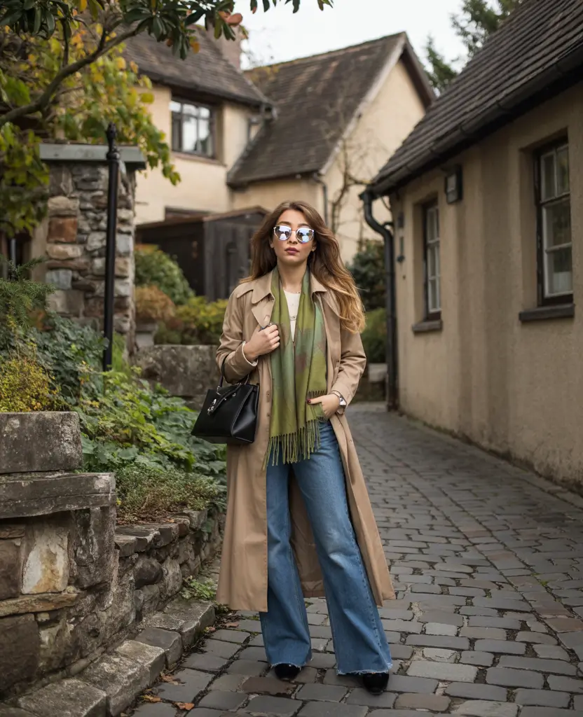 fall winter outfits 2025 Trench Coat Revival with a Pop of Color