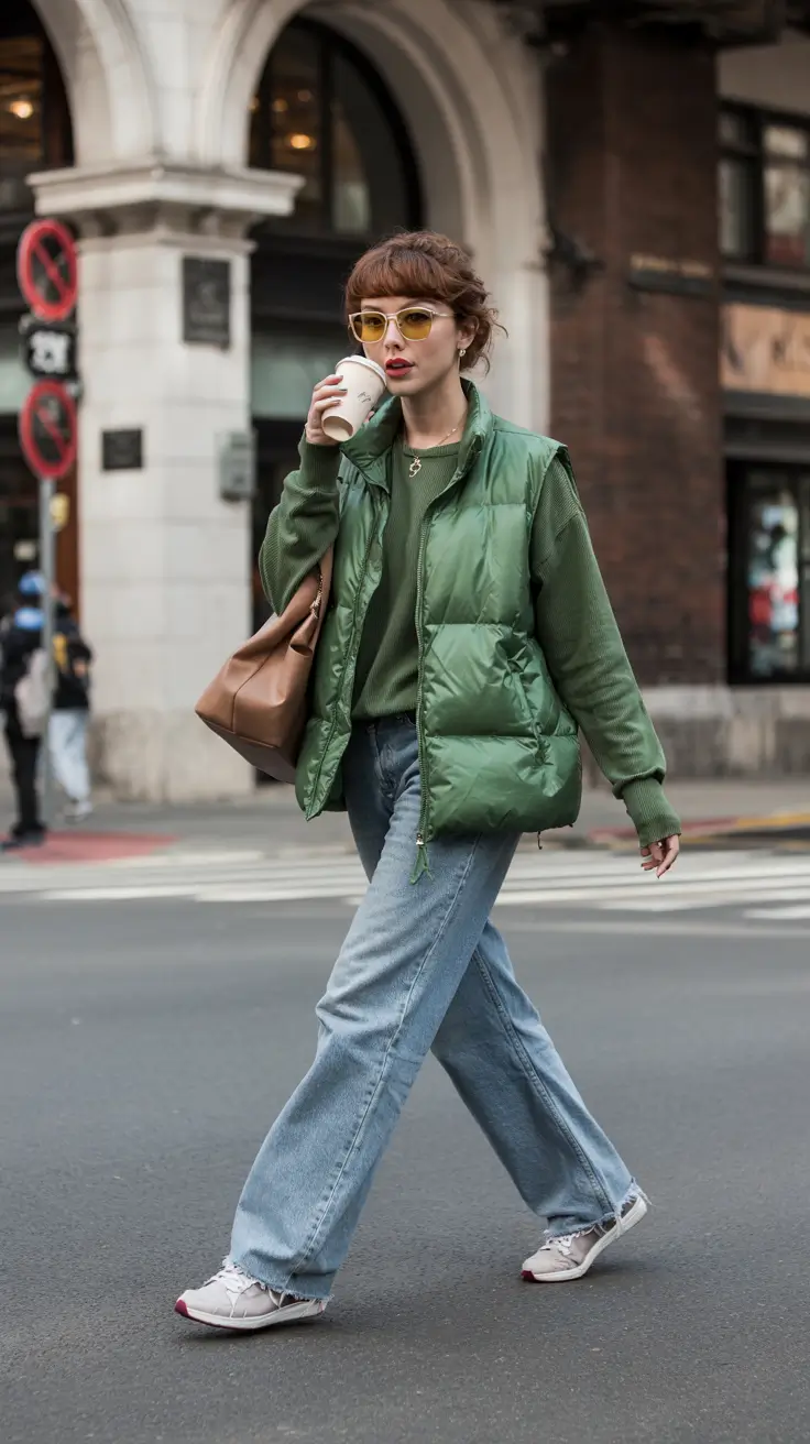 fall winter outfits 2025 Green Layers for a Fresh Pop