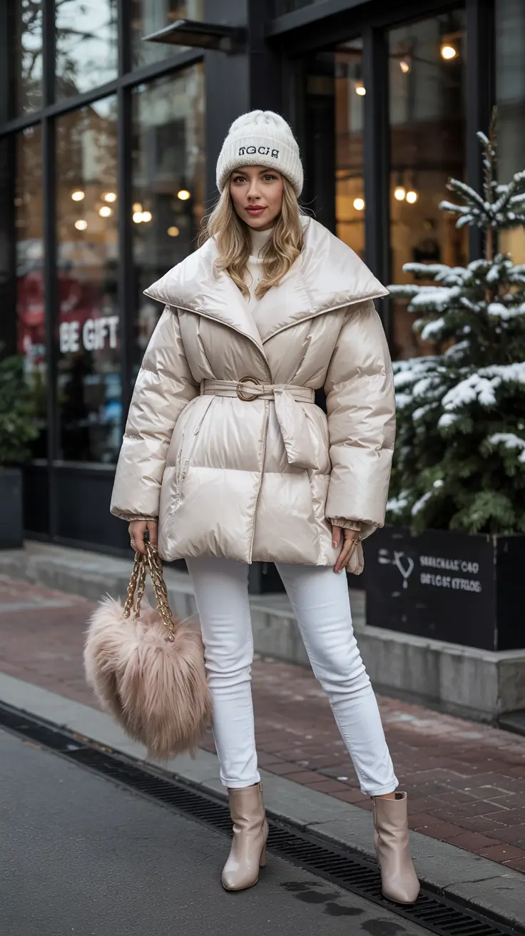 trendy winter outfits 2025-2026 snowy elegance in white