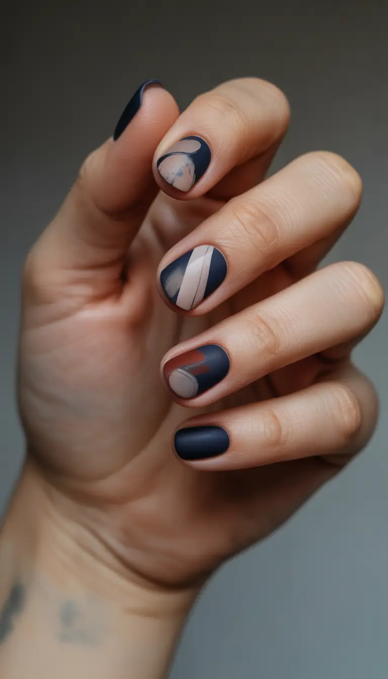 dark winter nails 2025 midnight geometry