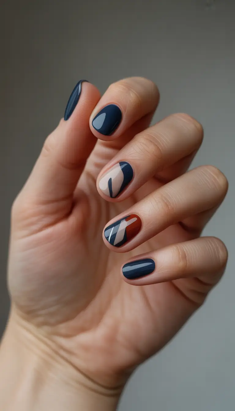 dark winter nails ideas abstract midnight lines