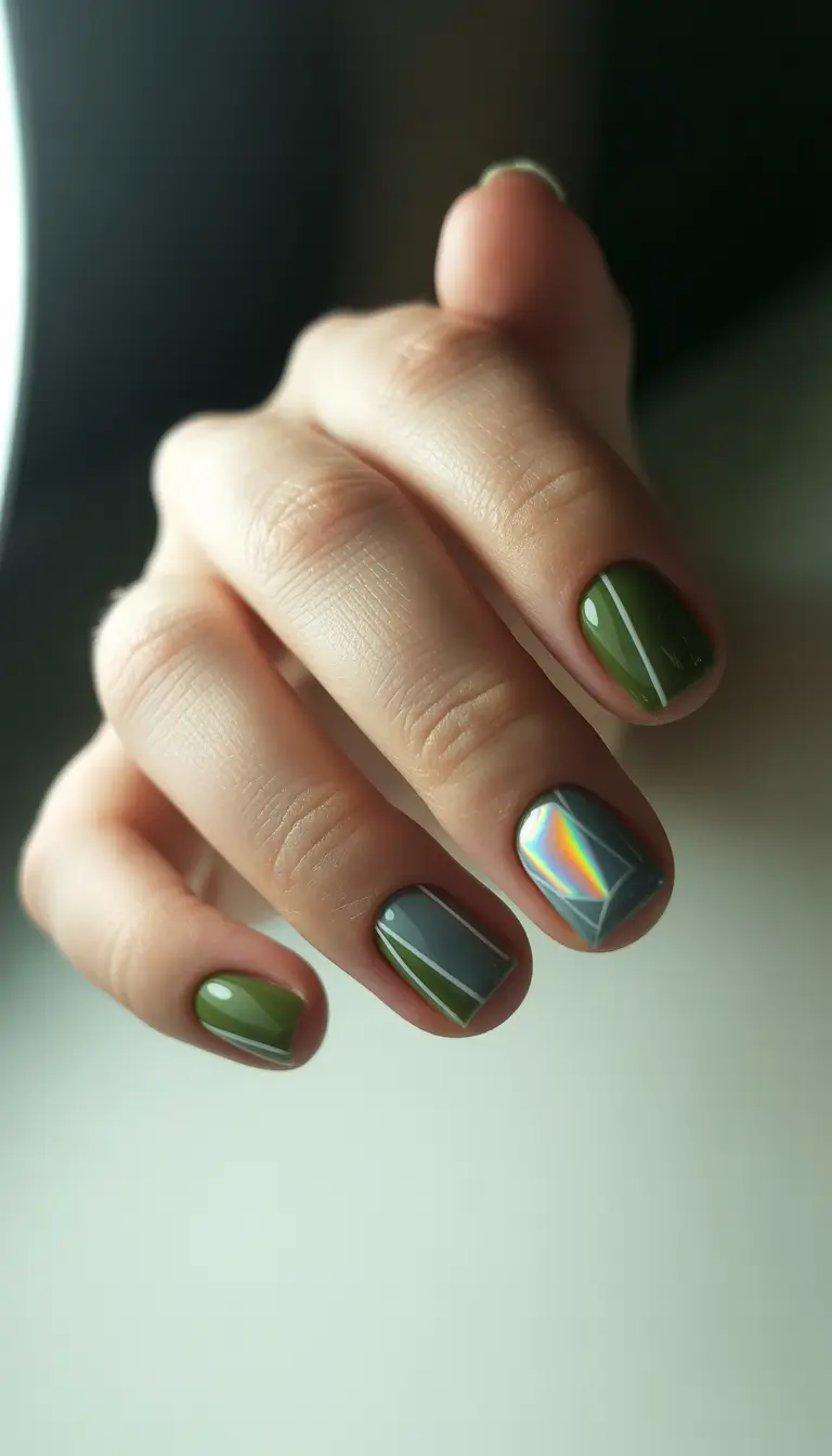 dark winter nails short olive mirage