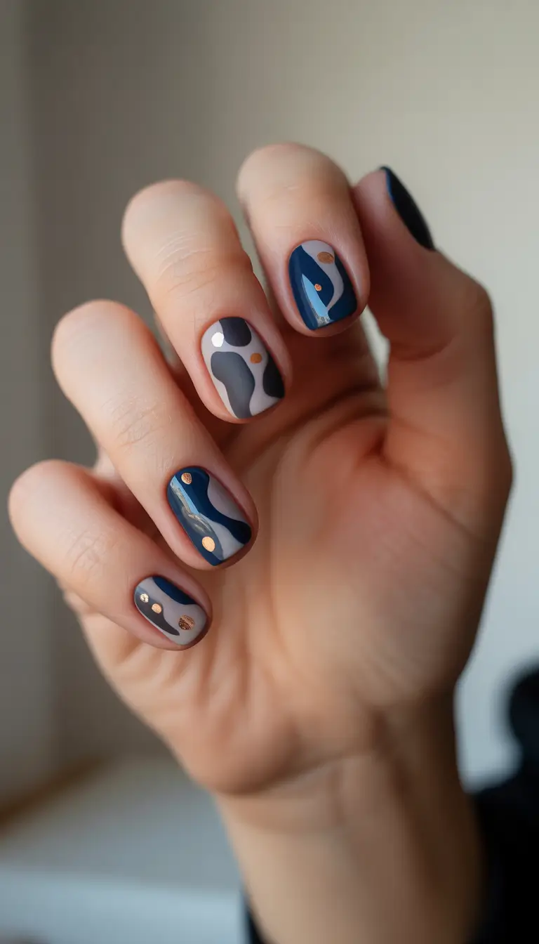dark winter nails designs stormy ink waves