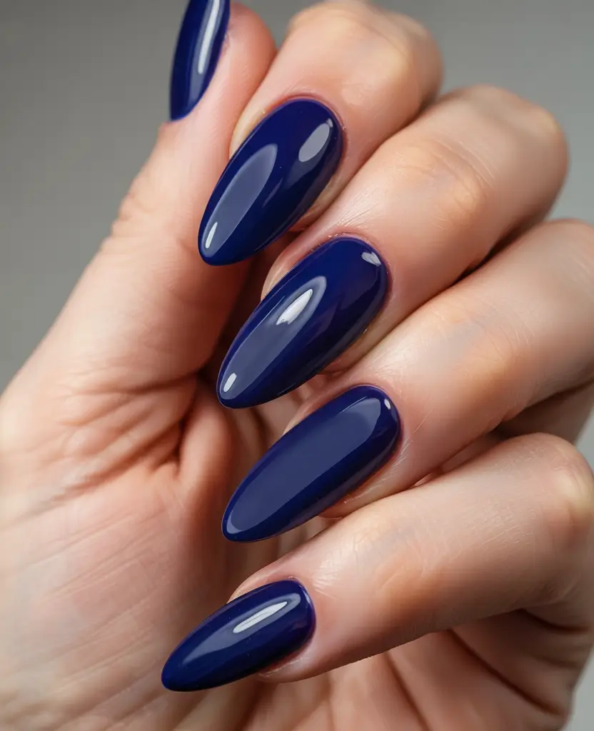 blue winter nails Royal Blue Almond Perfection