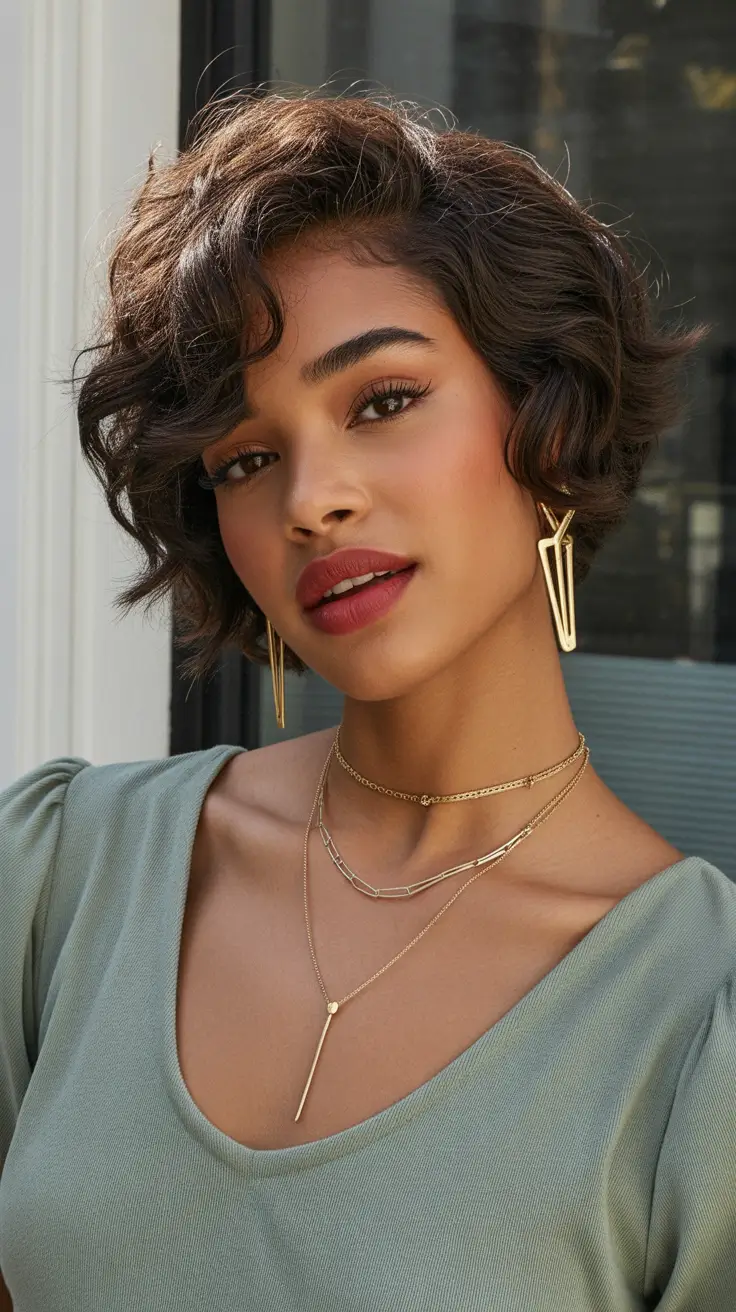 Bob Hairstyles Ideas Winter 2025-2026 Textured Crop Bob for Natural Curls