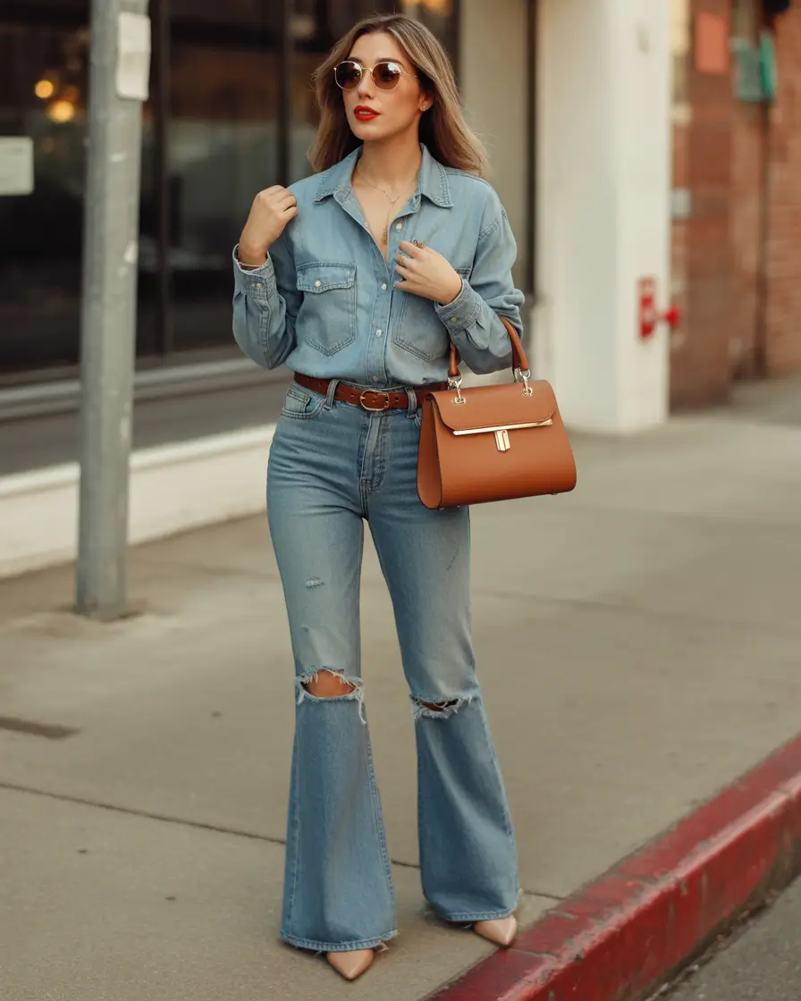 casual outfits for women 2026 denim revival the double jean comeback