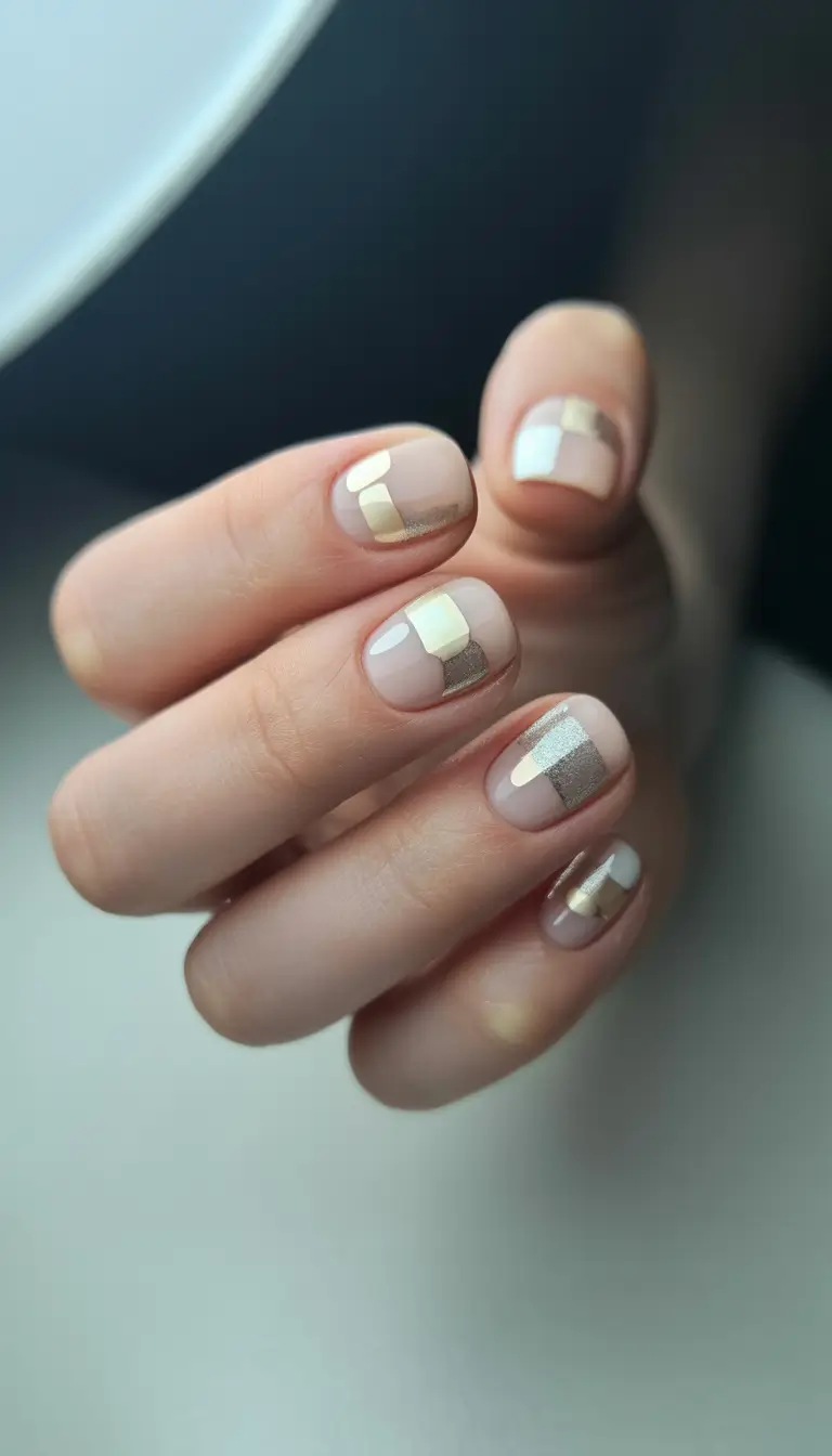 classy winter nails 2025-2026 soft metallic patchwork