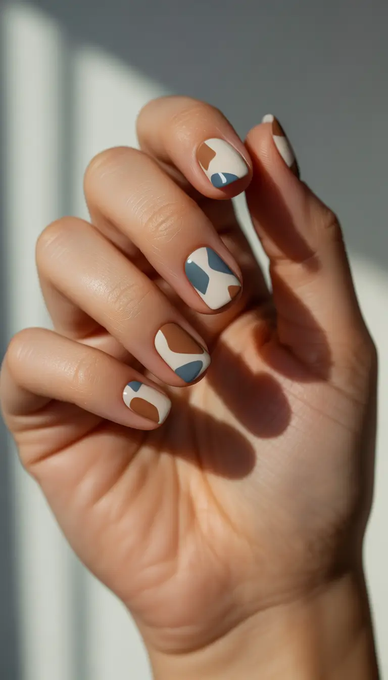 classy winter nails 2025-2026 modern mosaic neutrals