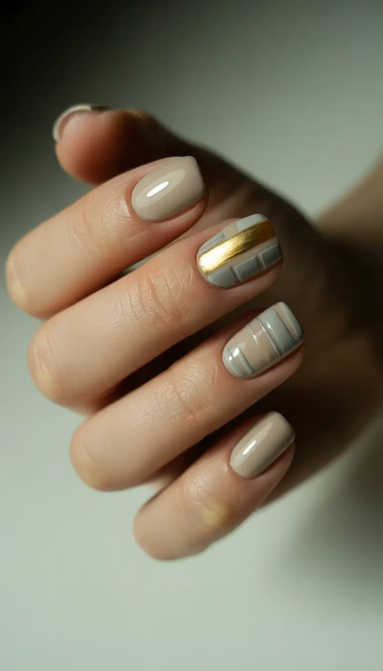 classy winter nails 2025-2026 golden stripe precision