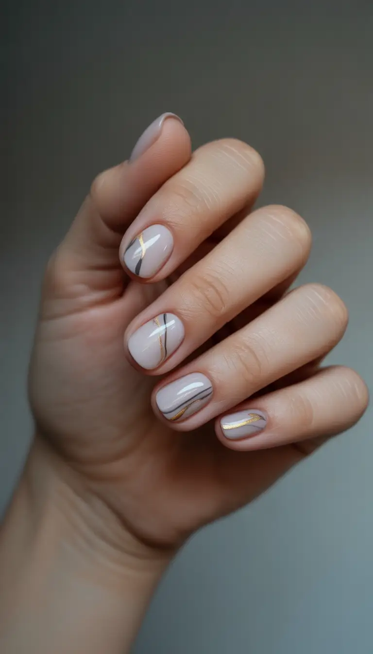 classy winter nails 2025-2026 golden whispers on soft beige