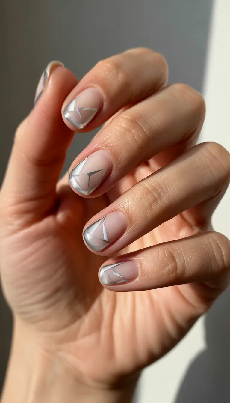 classy winter nails 2025-2026 silver frost geometry