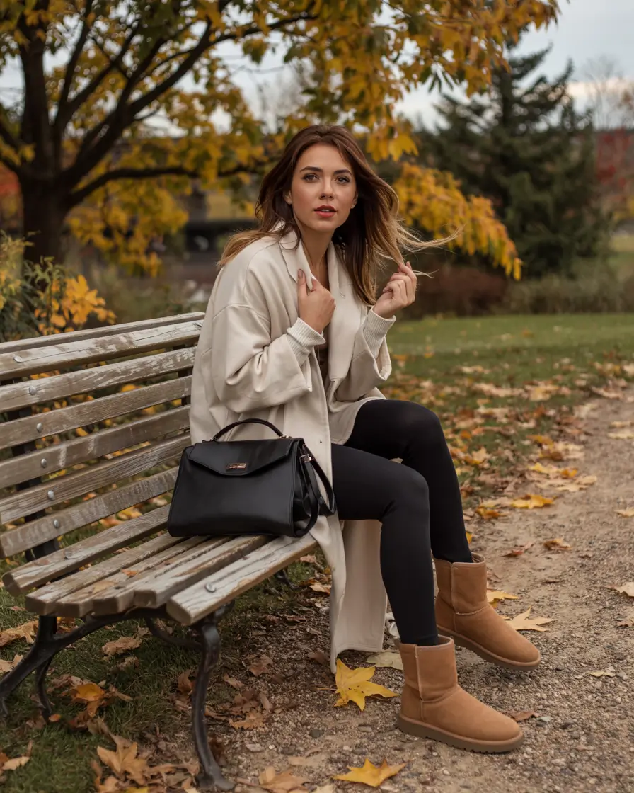 Cozy outfits to Wear in November 2025 benchside neutrals with a cozy twist