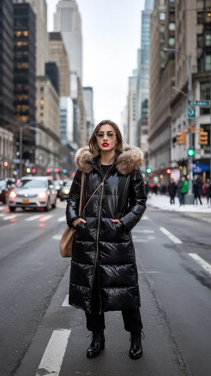 puffer jacket outfit City Sleek in Classic Black