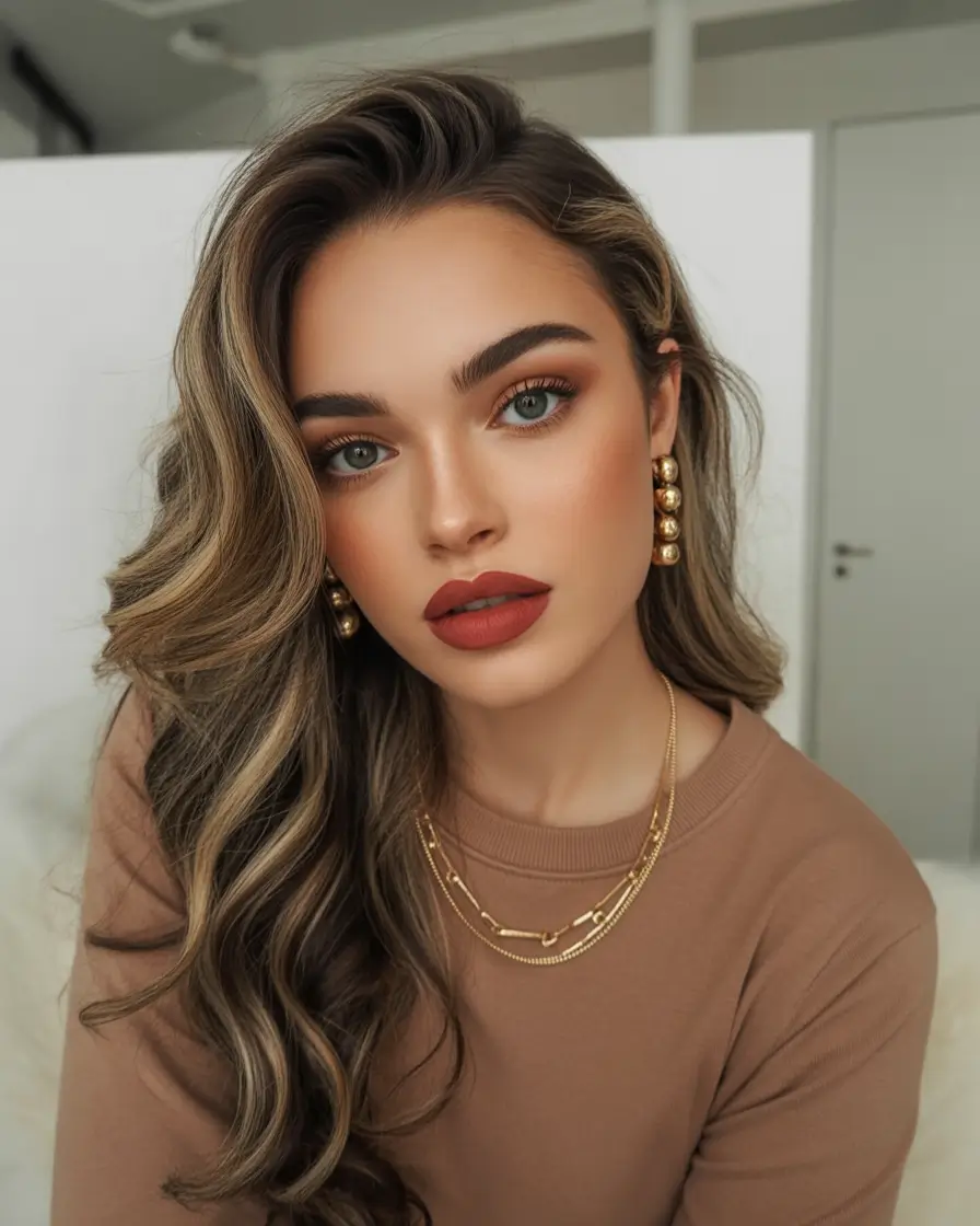 Cute Hairstyles for Winter 2025-2026 Side-Swept Glam Waves