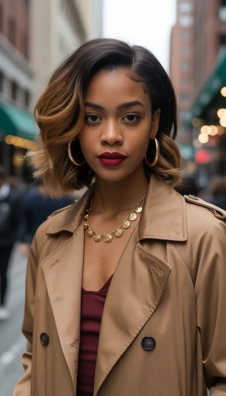 Cute Hairstyles for Winter 2025-2026 Classic Side-Parted Bob with Warm Tones