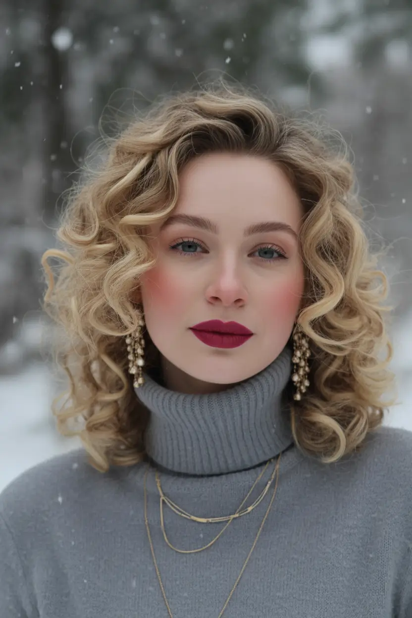 Cute Hairstyles for Winter 2025-2026 Defined Short Curls with Winter Glow