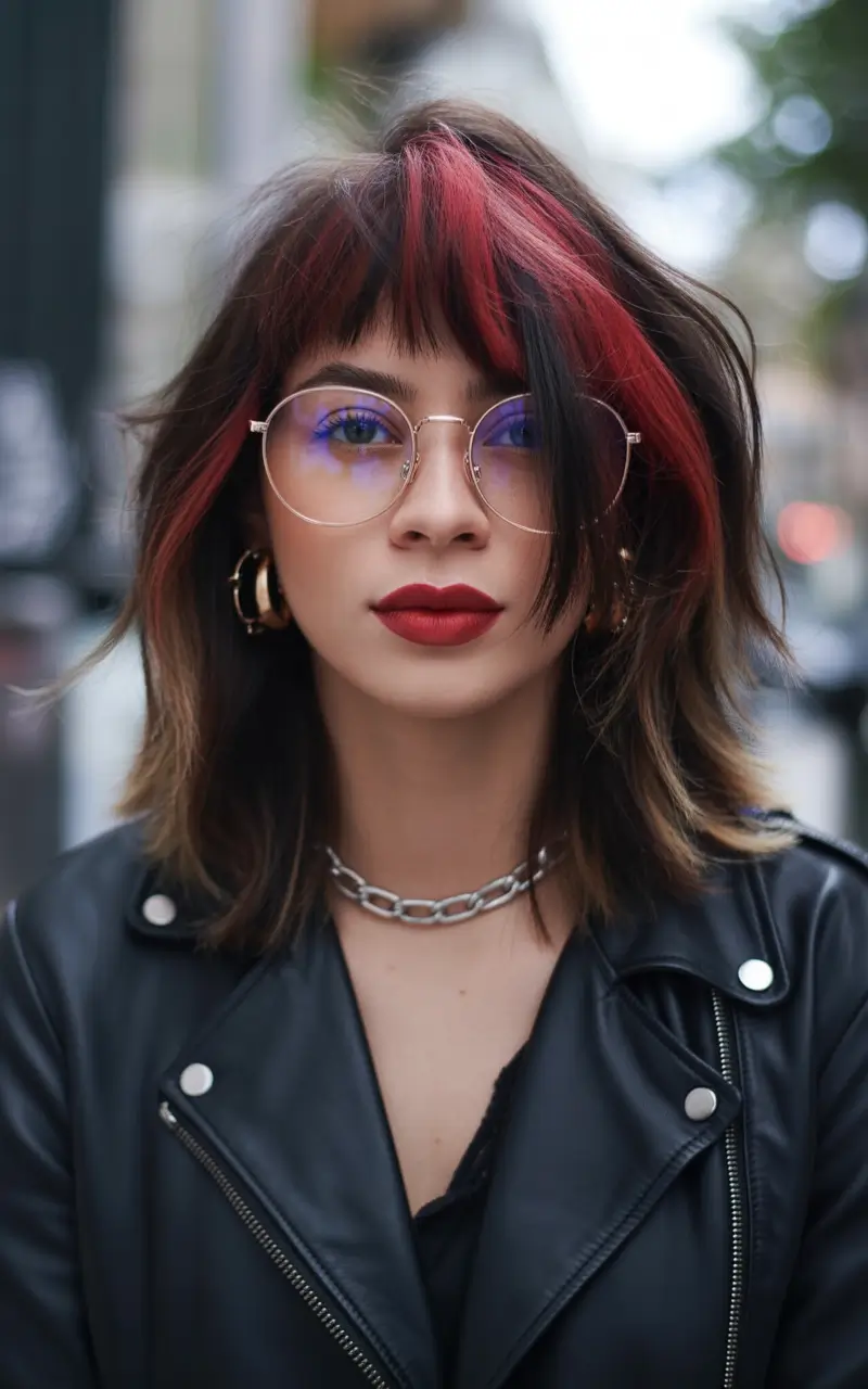 Cute Winter Haircuts 2025-2026 Inspiration Bold Color Pop with Layered Shag