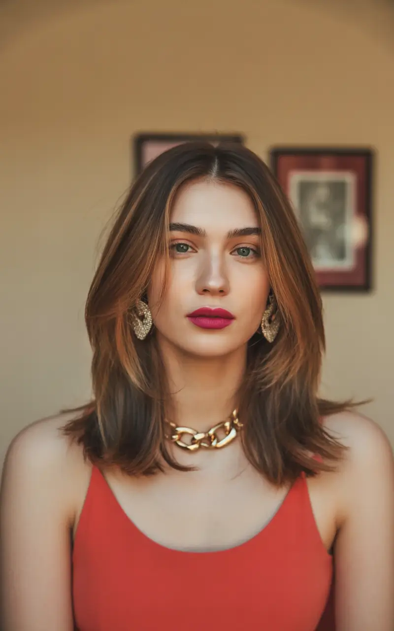 Cute Winter Haircuts 2025-2026 Inspiration Effortless Mid-Length Layers with a Sleek Finish