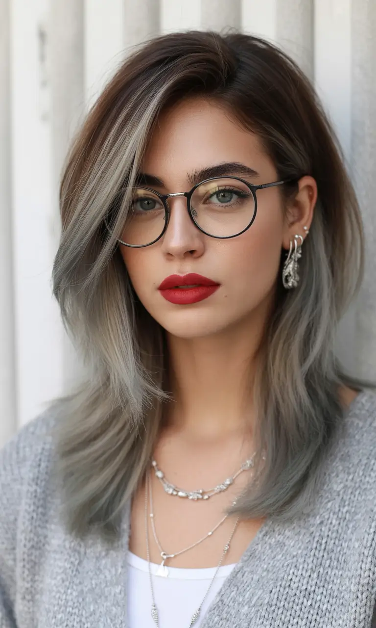 Cute Winter Haircuts 2025-2026 Inspiration Silver Smoke Layers with a Cool Edge