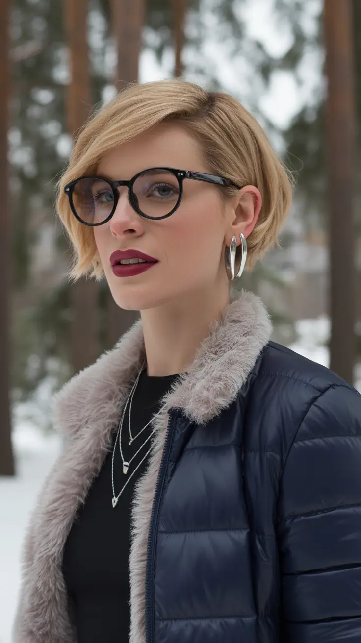 Cute Winter Haircuts 2025-2026 Inspiration Chic Short Crop with Side-Swept Bangs