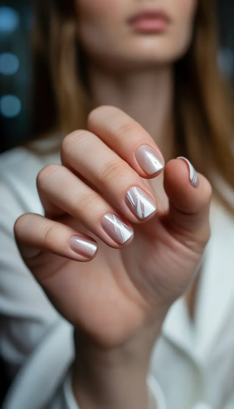 cute winter nails 2025-2026 frosted petal lines