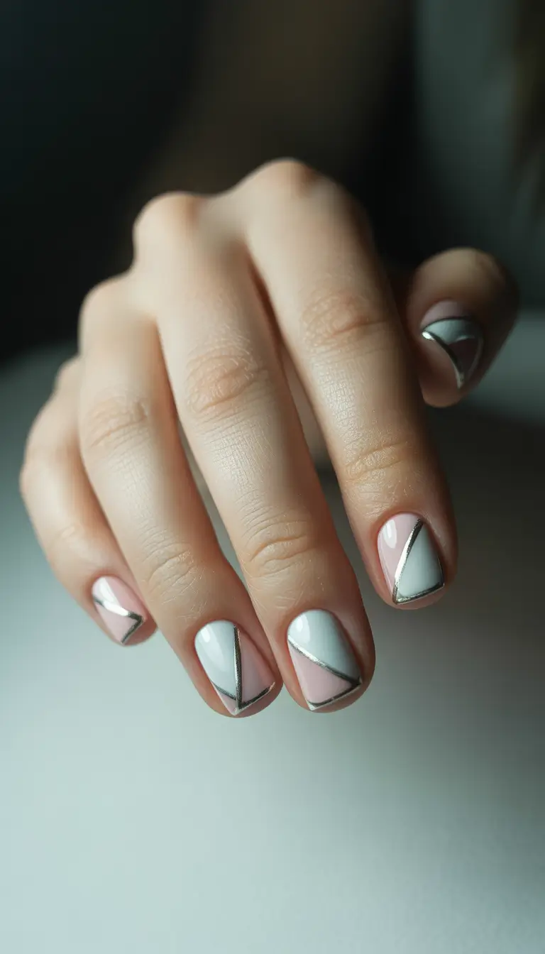 cute winter nails 2025-2026 soft triangles in snow and blush