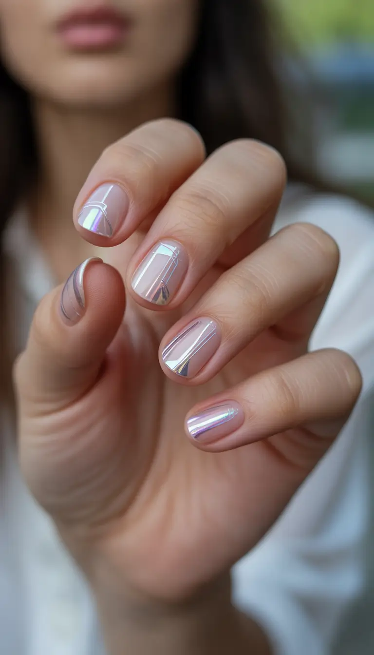 cute winter nails 2025-2026 iridescent lines of light