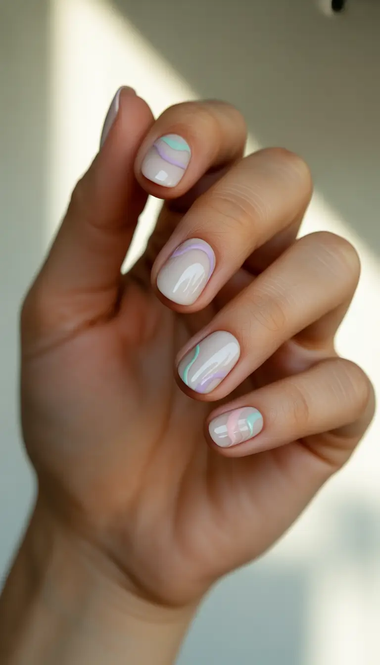 cute winter nails 2025-2026 frosted mint waves