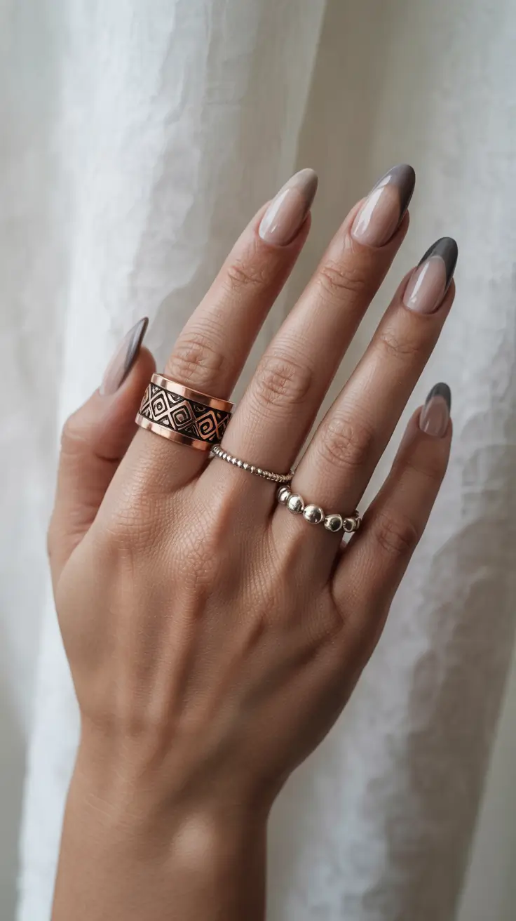 Fall Nail design and Color for November 2025 Smoky Ombre Tips