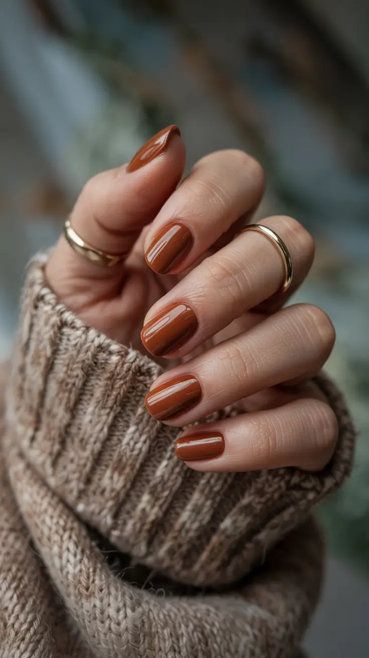 Fall Nail design and Color for November 2025 Classic Solid Autumn Orange