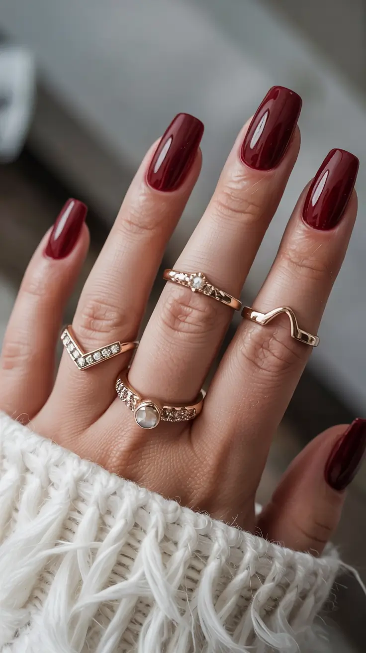 fall/winter nails color Glossy Bordeaux Perfection