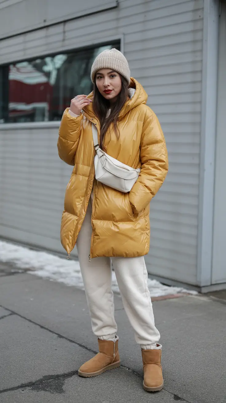 winter fashion inspo Golden Warmth With Cozy Layers