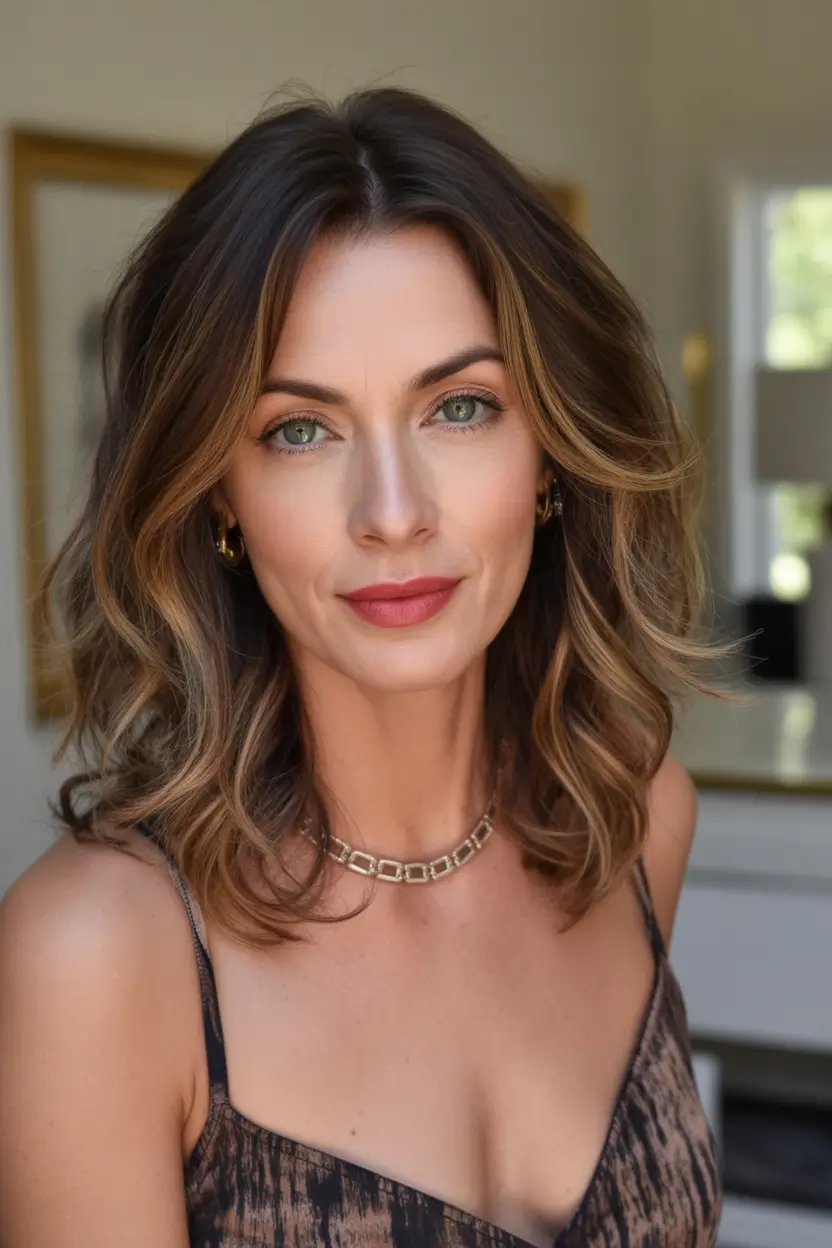 winter hairstyles and color for women over 40 Soft Layers with Light Dimension