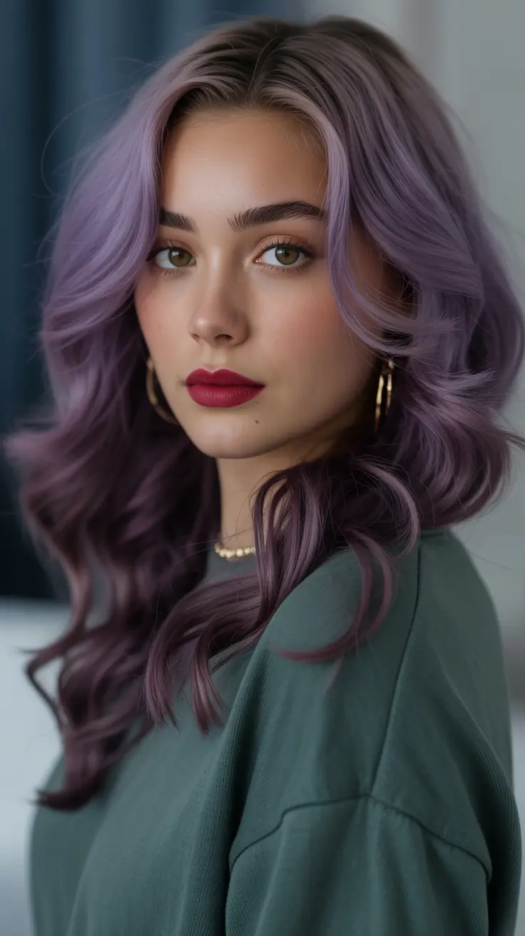 Hair Colors Ideas for Winter 2025-2026 Frosted Lilac Glow