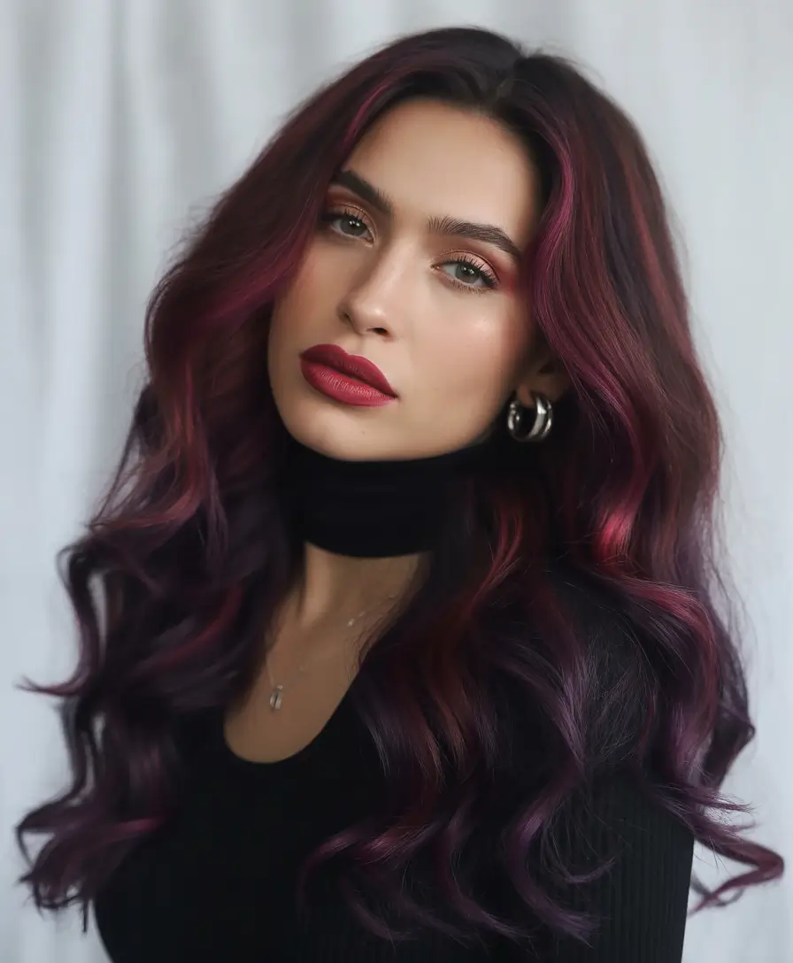 Hair Colors Ideas for Winter 2025-2026 Blackberry Plum Blend