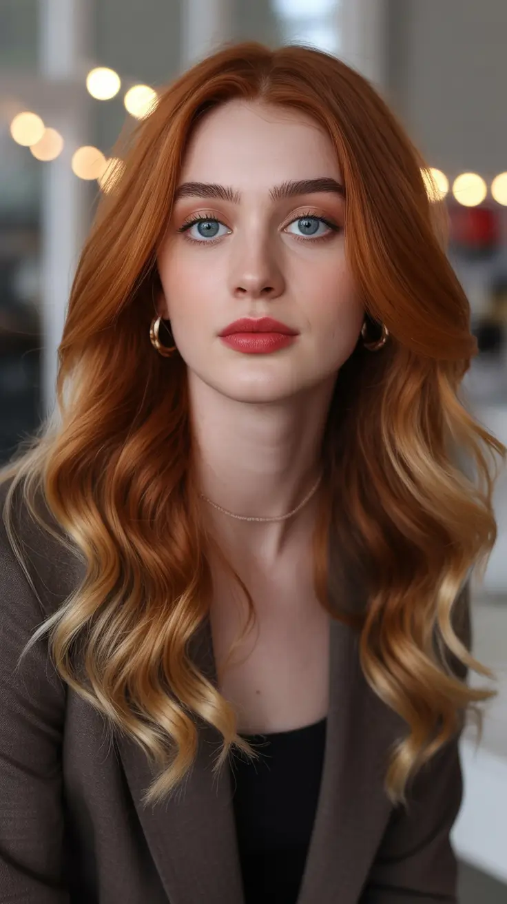 Hair Colors Ideas for Winter 2025-2026 Copper Honey Waves