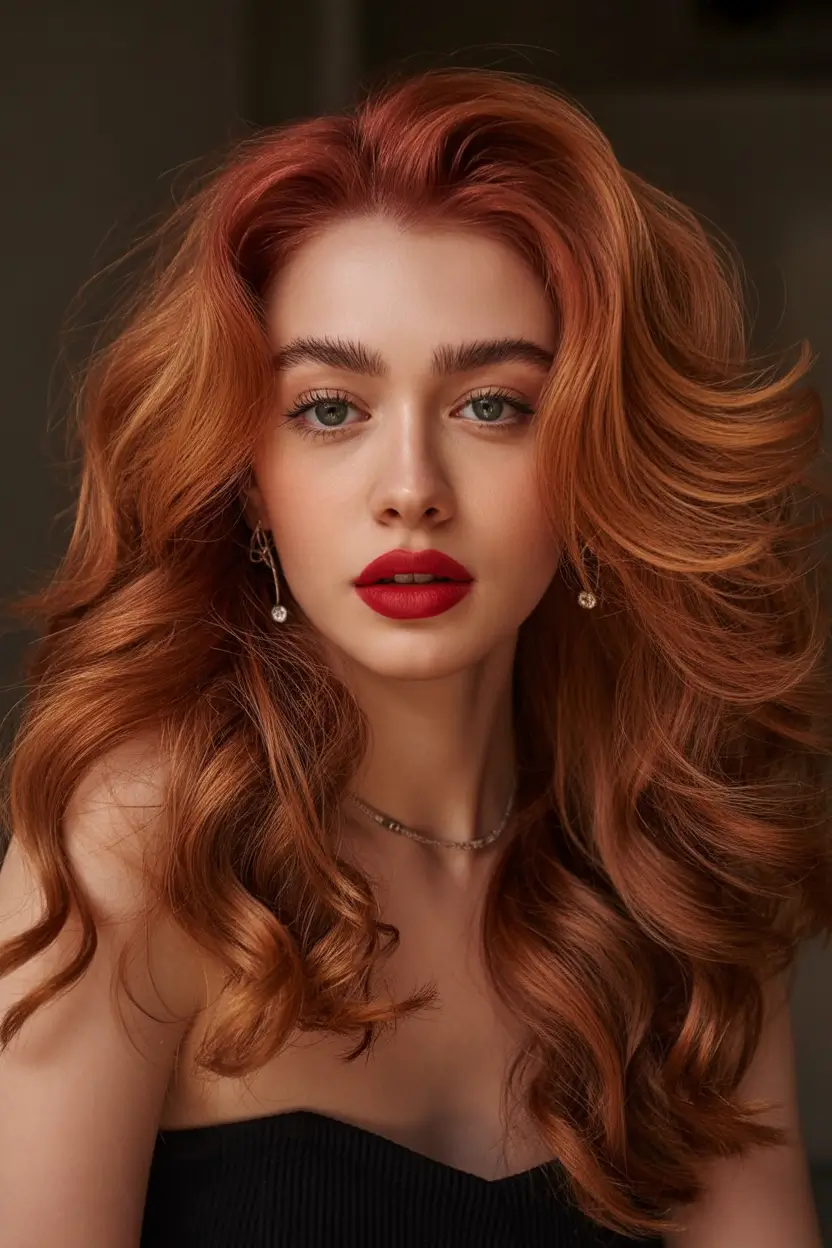 Hair Colors Ideas for Winter 2025-2026 Golden Copper Glam for the Season