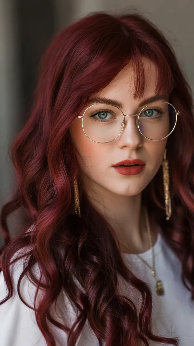Hair Colors Ideas for Winter 2025-2026 Rich Ruby Waves