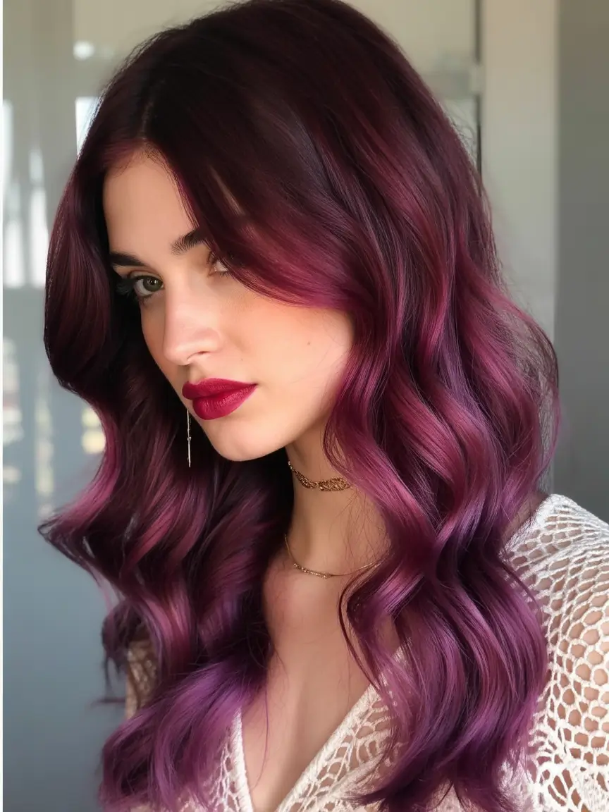 Hair Colors Ideas for Winter 2025-2026 Berry Plum Gradient
