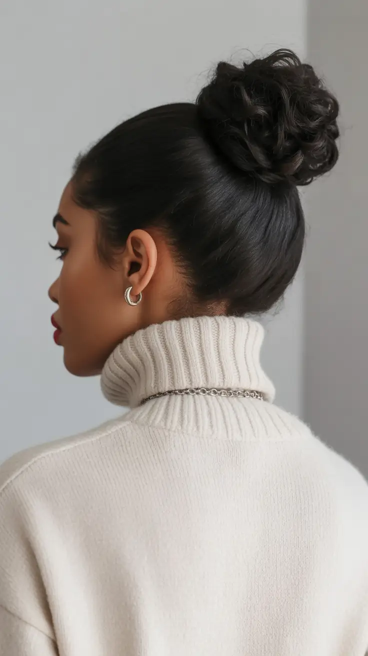 winter hairstyles for black women bun Classic Bun with a Modern Twist