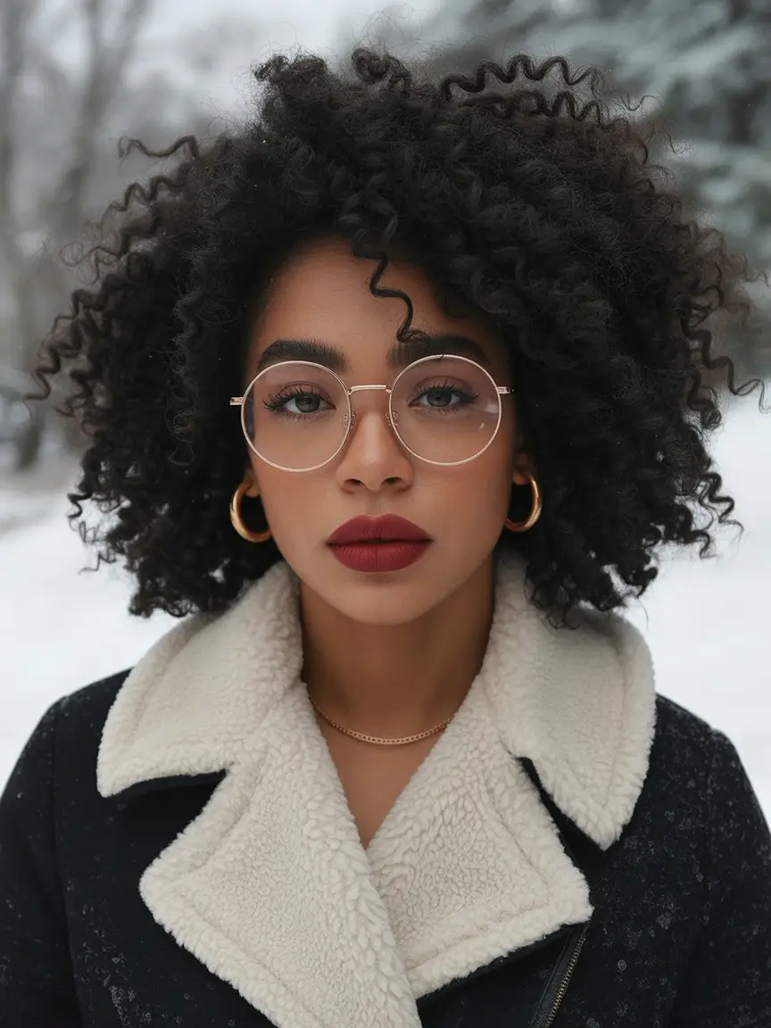 winter hairstyles for black women african americans Natural Coils with Statement Lips